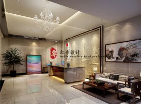 新中式风格酒店大堂收银台装修效果图