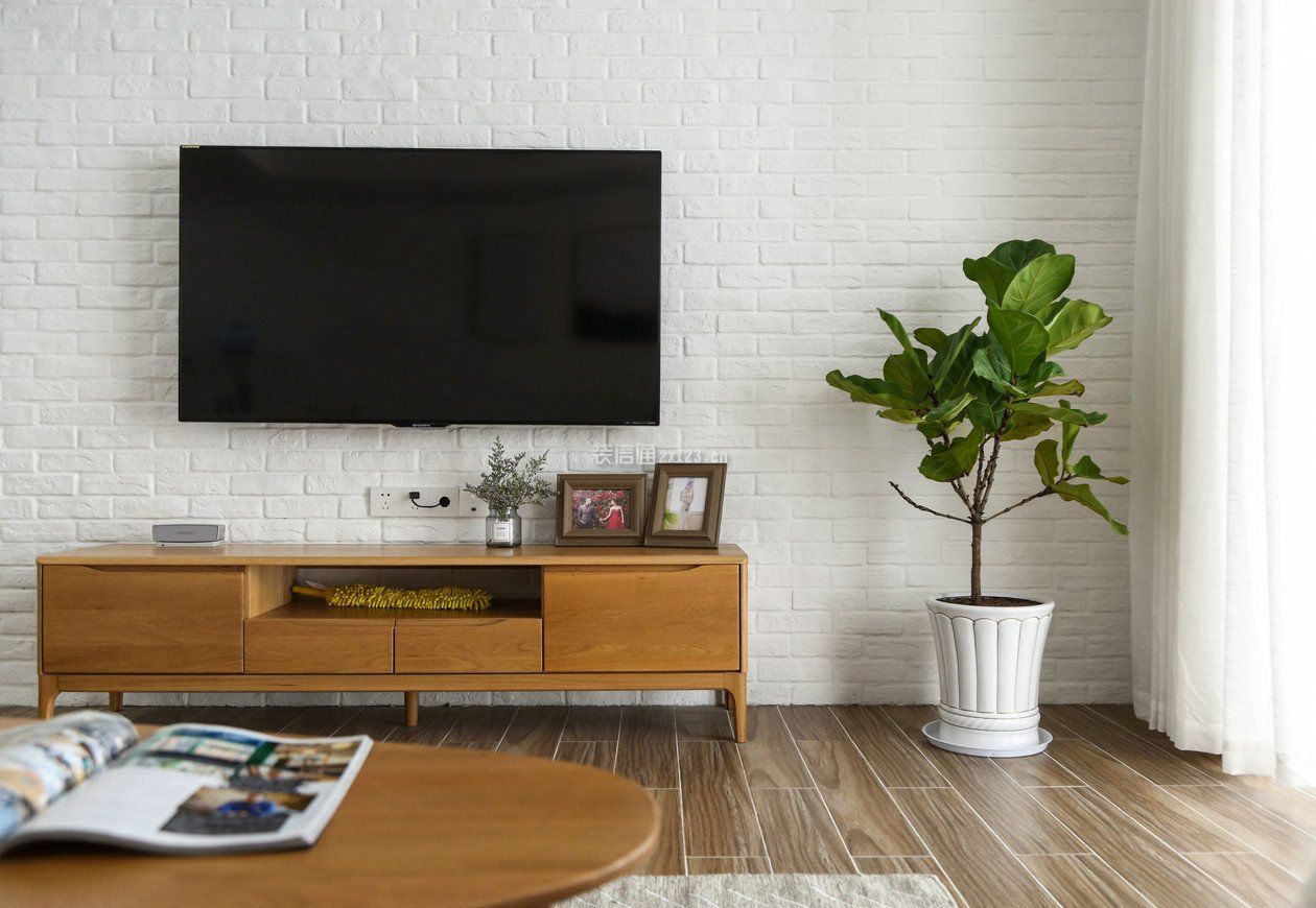 白色欧式家装文化砖电视墙图片