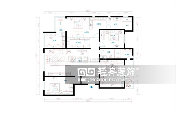 诚品建筑220平米新中式风格装修户型图