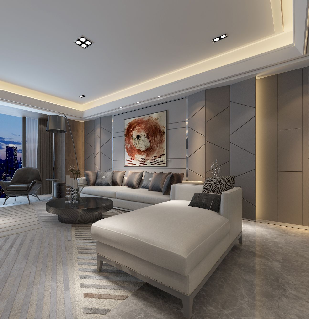 2023现代简约风格客厅沙发背景墙设计效果图