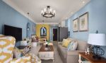 现代地中海风格客厅蓝色墙设计图片