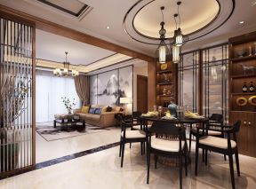 家裝新中式餐廳 2020新中式餐廳裝修吊頂圖片