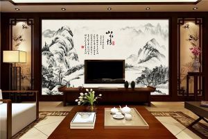 简单中式电视背景墙