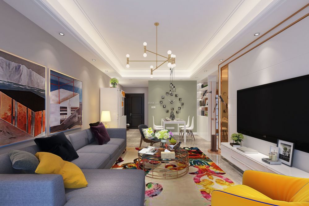 2020现代二居室客厅设计 客厅装修色彩效果图
