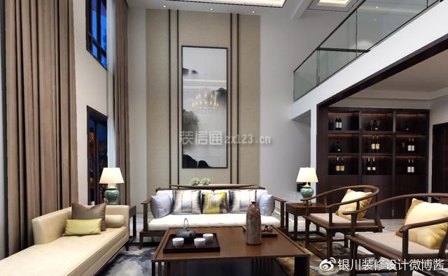 2023新中式风格客厅窗帘设计效果图
