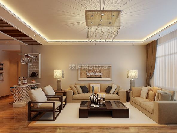 保利金香槟90平米两居室现代简约风格客厅装修效果图