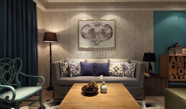 宜家北欧风格客厅沙发背景墙设计效果图片