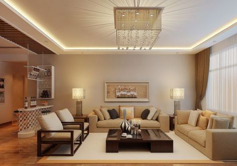 保利金香槟90平米两居室现代简约风格装修效果图