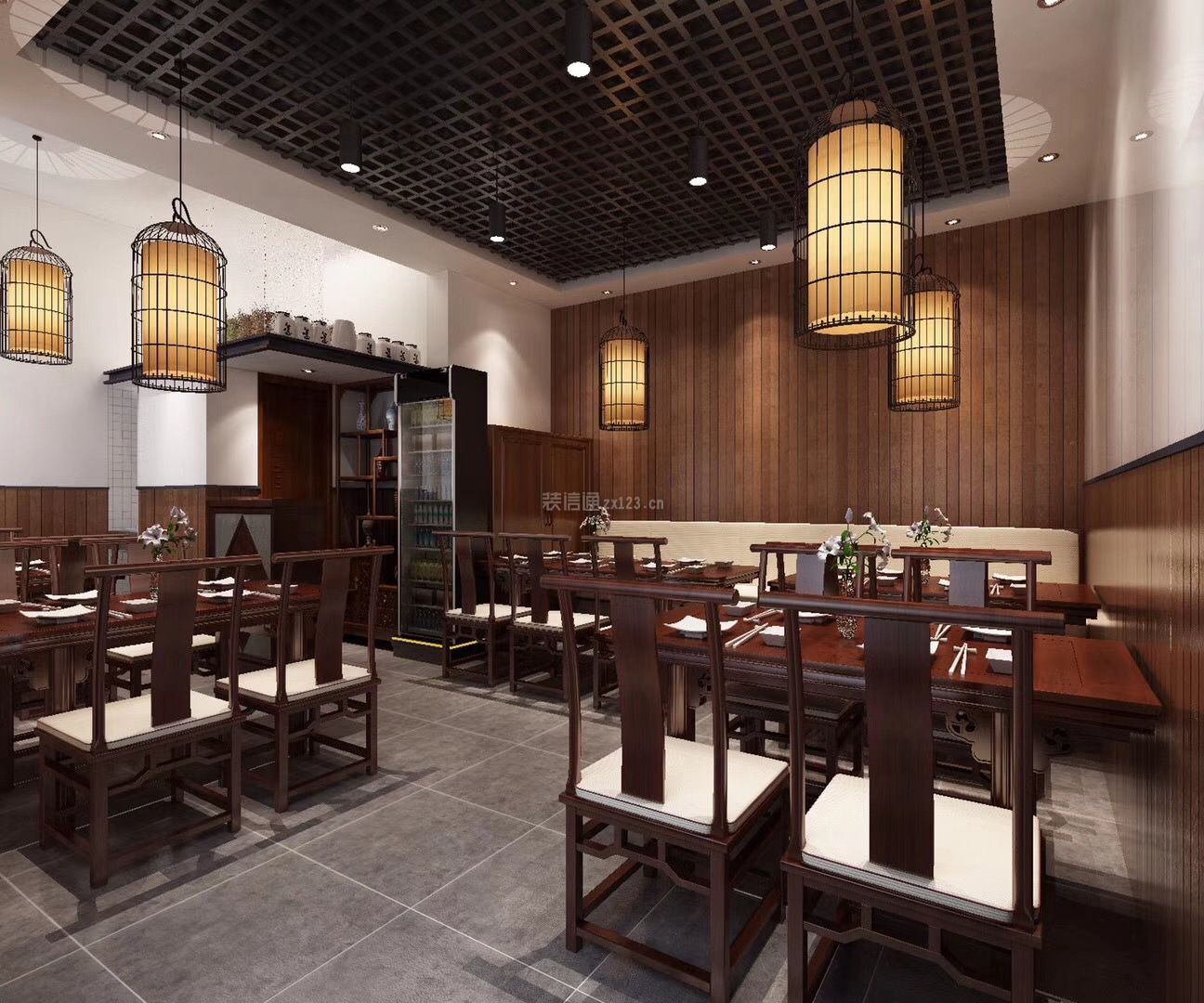 2023中式餐馆背景墙设计效果图