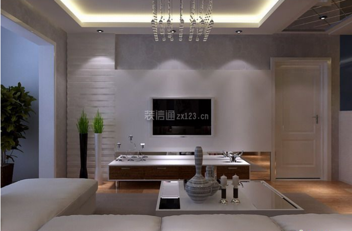 華業(yè)東方玫瑰140㎡簡約風(fēng)格電視墻裝修效果圖