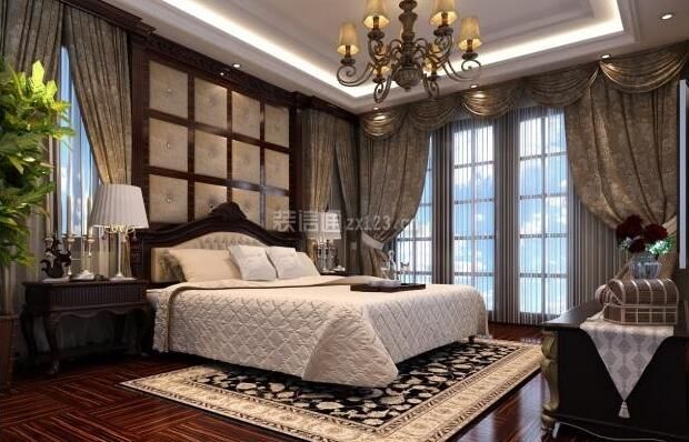 欧式风格别墅卧室床头背景墙装修效果图