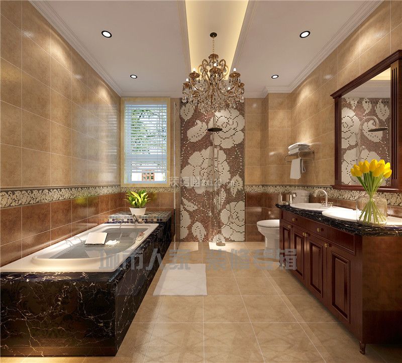 2023简欧浴室墙面瓷砖拼花设计效果图片