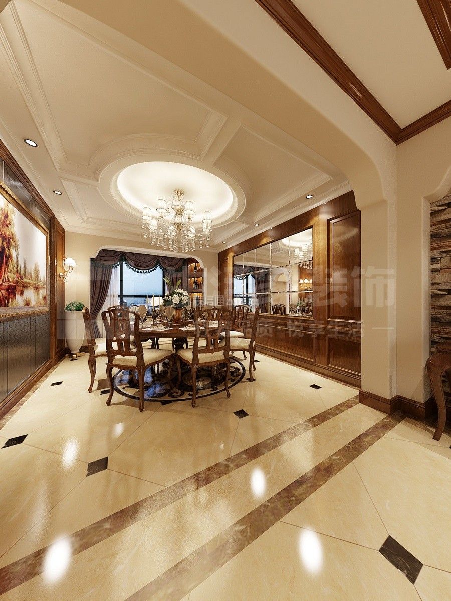 思兰雅苑400平米美式风格别墅餐厅装修案例