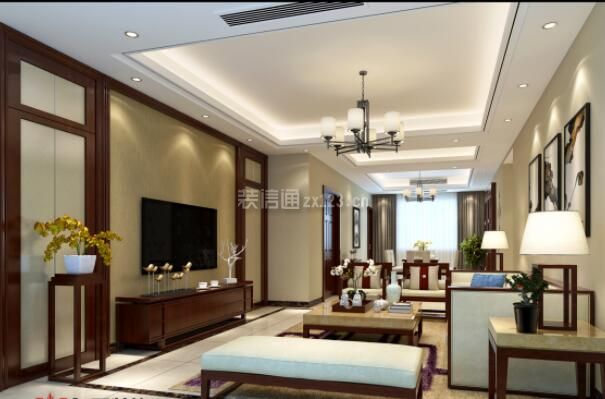 新中式风格客厅吊灯设计效果图