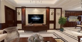 美式客厅电视墙效果图 美式客厅电视墙装修效果图 