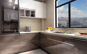 鸿坤理想湾102平米三居室现代简约风格厨房装修效果图