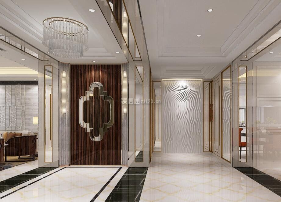 杭州别墅走廊地板砖装潢设计效果图 