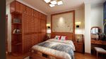 新中式卧室床头背景墙设计效果图