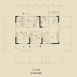 C-3户型三房两厅一卫