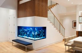 玻璃鱼缸图片 2020家装鱼缸造景图片 2020家庭玄关鱼缸隔断设计