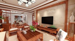 新中式客厅时尚简洁电视墙设计效果图