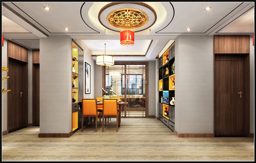 现代中式餐厅效果图 2020现代中式餐厅吊灯图片 