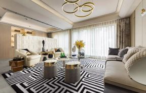 2020客厅白色窗帘效果图 2020现代简约客厅地毯图片 客厅地毯图片