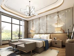 2023新中式风格别墅大卧室装修设计效果图