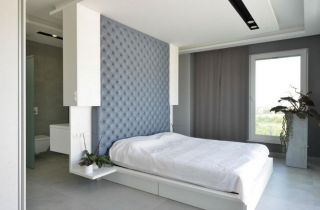 极简主义卧室软包背景墙设计图片2023
