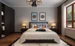 新中式风格卧室床头挂画布置效果图片