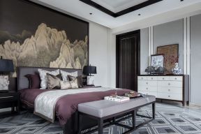 中国古典风格卧室背景墙造型设计效果图片