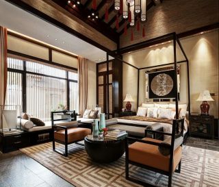 中国古典风格卧室四柱床装修图片