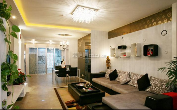 星福·尚岭新筑90平米混搭风格客厅装修案例