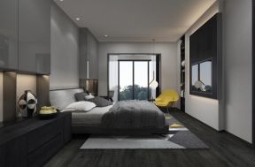 现代简约风格卧室灰色背景墙设计效果图