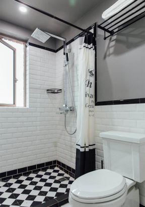 90平米二居时尚黑白卫生间搭配设计图片