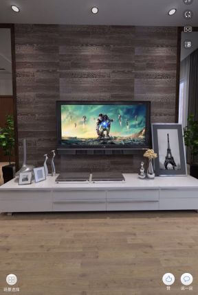 现代简约客厅简易白色电视柜设计效果图