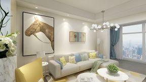 2023现代家庭客厅装饰画布置效果图