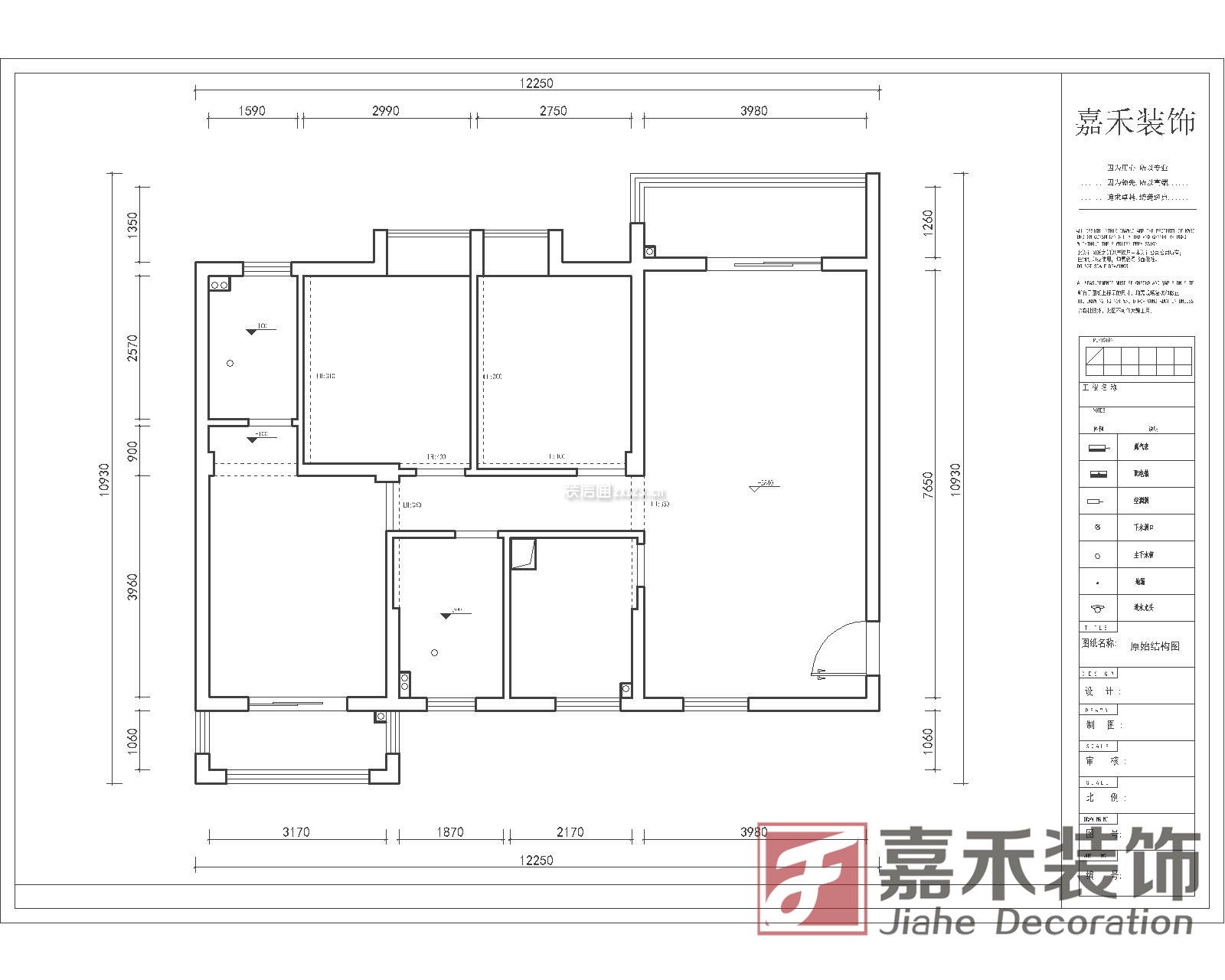 120平米三居室戶型圖