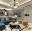 现代风格114平米三居室客厅蓝色沙发装修效果图
