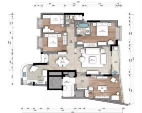 150平米四居室平面户型图