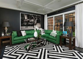 个性家装样板房客厅绿色沙发图片欣赏