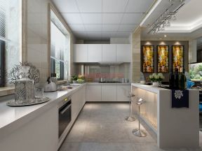 现代风格164平米三居室厨房吧台装修效果图