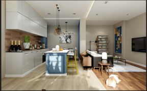 2023北欧宜家开放式厨房吧台设计效果图