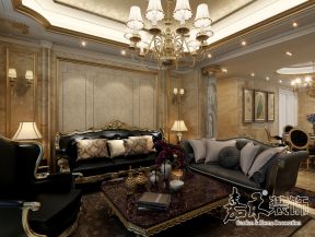 浪漫法式风格家居客厅沙发背景墙装修效果图