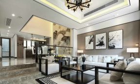新中式风格客厅黑色茶几搭配图片