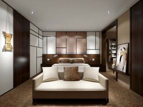 家装新中式风格卧室沙发摆设效果图