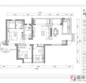 三室一厅户型平面图