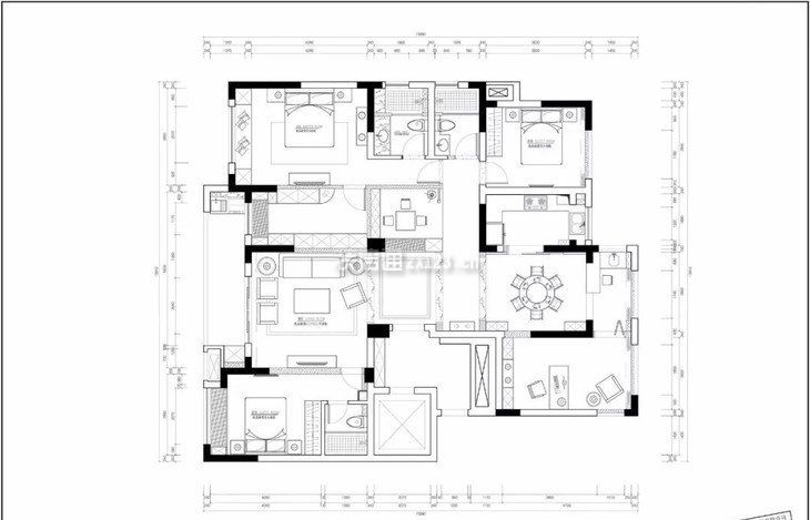 149平米三居室户型图