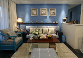 地中海风格180平米跃层客厅沙发墙布置图片