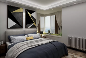 简约现代风格130平米三居卧室飘窗设计图片